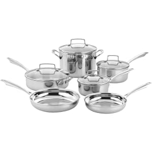 Cuisinart 10-Piece Tri-ply Stainless Steel Cookware Set for $172