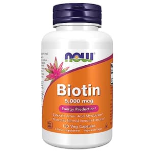 Now Foods NOW Supplements, Biotin 5,000 mcg, Amino Acid Metabolism*, Energy Production*, 120 Veg Capsules for $9 Now Foods NOW Supplements, Biotin 5,000 mcg, Amino Acid Metabolism*, Energy Production*, 120 Veg Capsules for $9