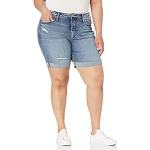 Silver Jeans Co. Women's Plus Size Sure Thing High Rise Jean Shorts, Distressed Dark Wash, 24W for $30