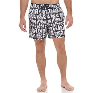 Calvin Klein Men's Standard UV Protected Quick Dry Swim Trunk, Black, X-Large for $15