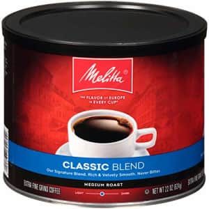 Melitta Coffee, Classic Blend Ground, Medium Roast, 22-Ounce for $8 Melitta Coffee, Classic Blend Ground, Medium Roast, 22-Ounce for $8