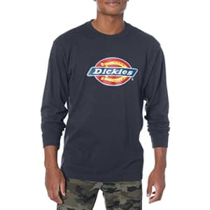 Dickies Men's Long Sleeve Tri-Color Logo Graphic T-Shirt, Dark Navy, X-Large for $14