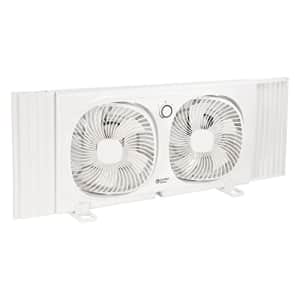 Comfort Zone CZ329WT 9" Dual Window Fan with 180 Rotating Fans, 2-Speeds, Plastic Removable Bug for $44