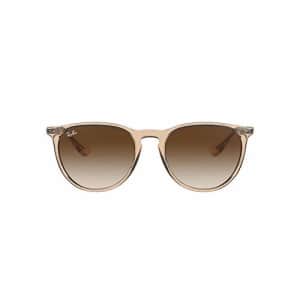 Ray-Ban Women's RB4171F Erika Asian Fit Round Sunglasses, Transparent Light Brown/Brown/Dark Brown for $155