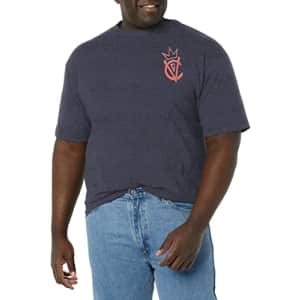 Disney Big & Disney Cruella Emblem Men's Tops Short Sleeve Tee Shirt, Navy Blue Heather, Large for $10