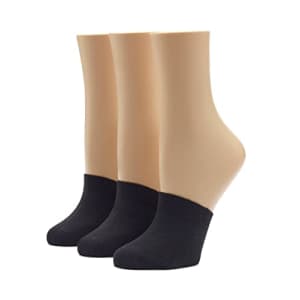 HUE womens Cotton Toe Topper, 3 Pack fashion liner socks, Black, One Size US for $18