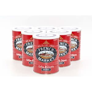 French Market Coffee, Coffee and Chicory, Dark Roast Ground Coffee, 12 Ounce Metal Can (Pack of 6) for $30