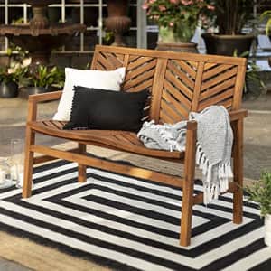 Walker Edison Furniture Company AZW48VINLSBR Outdoor Patio Wood Chevron Loveseat Chair All Weather for $180