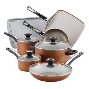 Farberware High Performance Nonstick Cookware Pots and Pans Set Dishwasher Safe, 17 Piece, Copper for $100