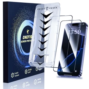 OneFish Tempered Glass Screen Protector 2-Pack for iPhone Pro Max for $11