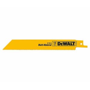 DEWALT Reciprocating Saw Blades, Straight Back, 6-Inch, 10 TPI, 5-Pack (DW4806) for $18 DEWALT Reciprocating Saw Blades, Straight Back, 6-Inch, 10 TPI, 5-Pack (DW4806) for $18