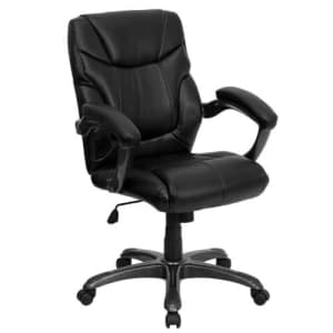 Flash Furniture Mid-Back Black LeatherSoft Overstuffed Swivel Task Ergonomic Office Chair with Arms for $196 Flash Furniture Mid-Back Black LeatherSoft Overstuffed Swivel Task Ergonomic Office Chair with Arms for $196