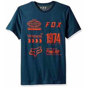 Fox Head Fox Men's Airline TruDri Modern Fit Short Sleeve Tech T-shirt, Blue/Green, S for $15 Fox Head Fox Men's Airline TruDri Modern Fit Short Sleeve Tech T-shirt, Blue/Green, S for $15