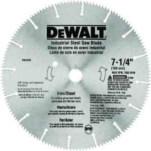 DEWALT DW3330 7-1/4-Inch Iron and Steel Cutting Segmented Saw Blade with 5/8-Inch and Diamond for $8 DEWALT DW3330 7-1/4-Inch Iron and Steel Cutting Segmented Saw Blade with 5/8-Inch and Diamond for $8