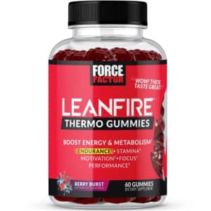 Force Factor LeanFire Thermo Gummies with B12 Vitamins, Caffeine, & Green Coffee Bean, Boost Energy, Metabolism, for $15