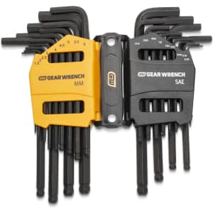 Gearwrench 26-Piece SAE/Metric Ball End Long Arm Hex Key Set for $16