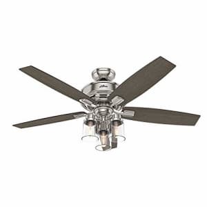 Hunter Fan HUNTER 54190 Bennett Indoor Ceiling Fan with LED Light and Remote Control, 52", Brushed Nickel for $330