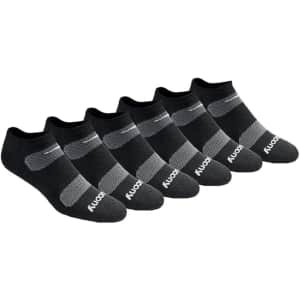 Saucony Men's Ventilating Comfort Fit No-Show Socks 6-Pair Pack for $12
