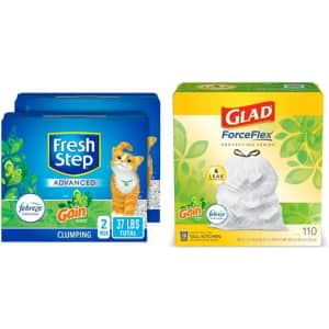 Fresh Step Advanced Clumping Cat Litter 18.5-lb. 2-Pack + Glad ForceFlex Bags for $40