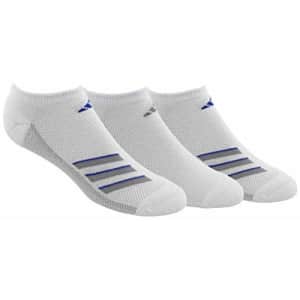 adidas Men's Superlite Stripe No Show Socks (3-Pair), White/Light Onix/Hi - Res Blue, Large for $16