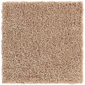 Unique Loom Solid Shag Collection Area Rug (3' 3" Square, Taupe) for $34