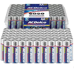 ACDelco AA Super Alkaline Battery 60-Pack for $15