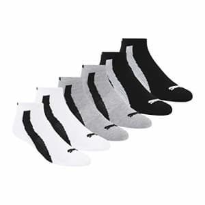 PUMA mens 6 Pack Low Cut running socks, White/Black/Grey, 10 1 US for $20