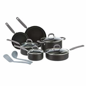 Amazon Basics Hard Anodized Non-Stick 12-Piece Cookware Set, Grey - Pots, Pans and Utensils for $87
