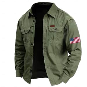 Gymstugan Men's American Flag Cargo Shirt for $9