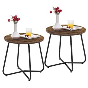 VECELO Patio Outdoor Side Snack Table,Small Round Anti-Rust Metal Style for Garden Balcony, for $55