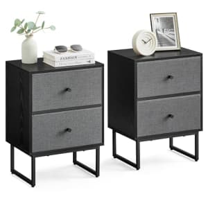 VASAGLE Nightstands Set of 2, Bedside Table Small Dresser with Removable Fabric Drawers, End Table for $56