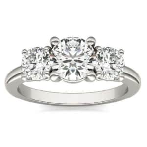 2-TCW Three-Stone Diamond Engagement Ring in 14K White Gold for $999