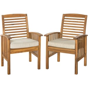 Walker Edison Rendezvous Acacia Patio Chair 2-Pack for $133 Walker Edison Rendezvous Acacia Patio Chair 2-Pack for $133
