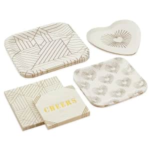 Hallmark Ivory and Gold Party Supplies (16 Dinner Plates, 8 Square Dessert Plates, 8 Heart Dessert for $7