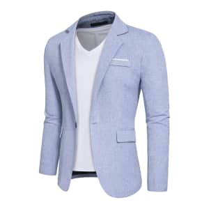 Men's 1-Button Slim Fit Blazer for $28
