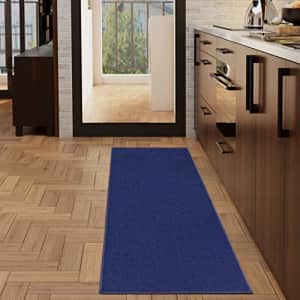 Ottomanson Ottohome Collection Solid Design Runner Rug, 2'3" X 6', Navy Solid, Blue for $34
