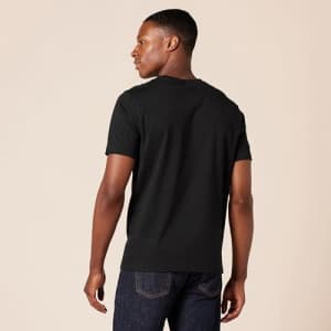 Amazon Essentials Men's Slim-Fit Short-Sleeve Cotton Henley T-Shirt, Pack of 2, Black/White, Large for $16