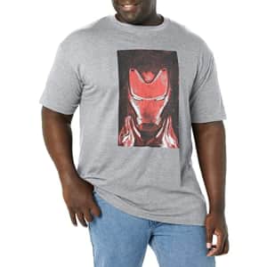 Marvel Big & Tall Red Ironman Men's Tops Short Sleeve Tee Shirt, Athletic Heather, Large for $11