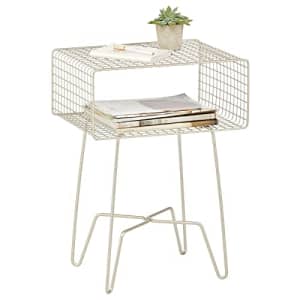 mDesign Modern Industrial Side Table with Storage Shelf, 2-Tier Metal Minimal End Table, Metallic for $22