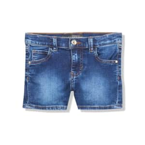 GUESS Girls' Stretch Denim Shorts, Core Mid Wash for $13