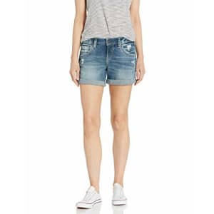 Silver Jeans Co. Women's Mid Rise Boyfriend Shorts, Light wash, 28W for $53