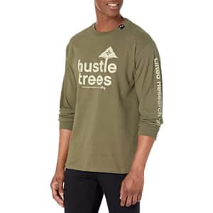 LRG Men's Long Sleeve Graphic Logo T-Shirt, Hustle Trees Military Green, Small for $14