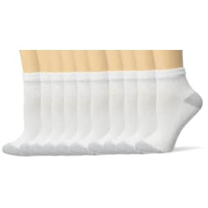 Hanes 10 Pair Cushioned Women's Athletic Socks - Ankle White 5-9 for $13 Hanes 10 Pair Cushioned Women's Athletic Socks - Ankle White 5-9 for $13