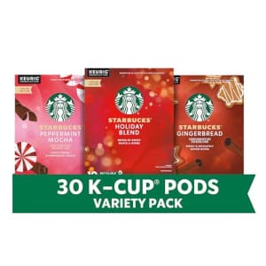 Starbucks K-Cup Coffee Pods, Medium Roast And Naturally Flavored Coffee, Limited Edition Holiday for $31