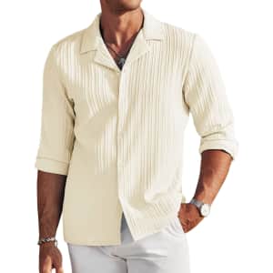 Coofandy Men's Textured Linen Shirt for $10