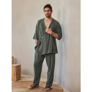 Coofandy Men's Casual Linen Blend Shirt Set for $46