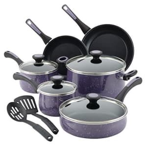 Paula Deen Riverbend Nonstick Cookware Pots and Pans Set, 12 Piece, Lavender Speckle for $93