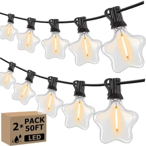 100-Foot Outdoor LED Star String Lights with 52 Edison Bulbs for $15