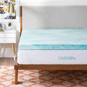 LinenSpa 3" Gel Memory Foam Queen Mattress Topper for $110