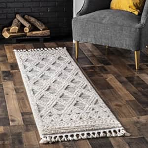 nuLOOM Ansley Soft Lattice Textured Tassel Runner Rug, 2' x 6', Beige for $45 nuLOOM Ansley Soft Lattice Textured Tassel Runner Rug, 2' x 6', Beige for $45